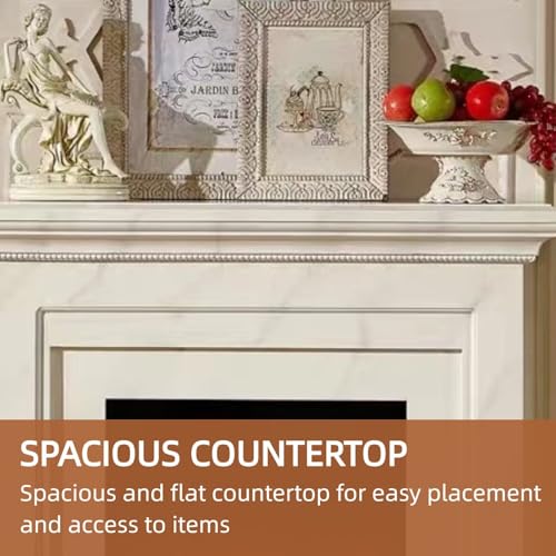 Suncharm Modern Electric Fireplace with Mantel 47.24IN (Realistic Flame) (Faux Marble) White Freestanding Chimenea TV Stand for Living Room - Image 6