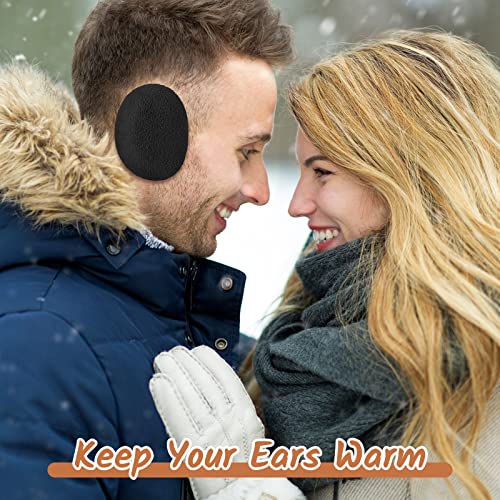 Satinior 6 Pairs Earmuffs Bandless Fleece Ear Warmers Winter Ear Covers Unisex (Black, Brown, Camel) #TOP5