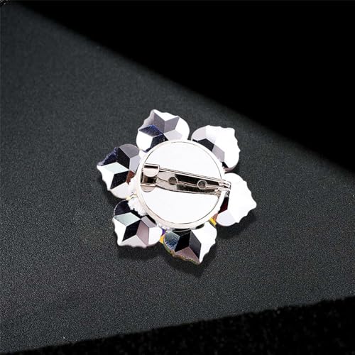 Image of Elegant Rhinestone Flower Brooch Pin for Women Handmade Shiny Crystal Snowflake Cherry Blossom Brooches Lapel Pins Dress Accessories Anniversary Wedding Jewelry
