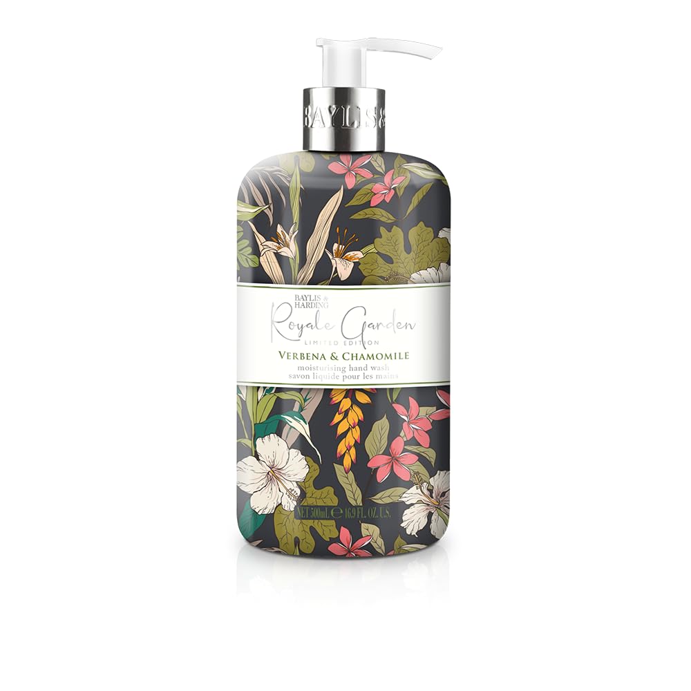 Baylis & Harding Liquid Hand Soap Wash with Dispenser, Royale Garden, Verbena & Chamomile, 16.9oz/500ml