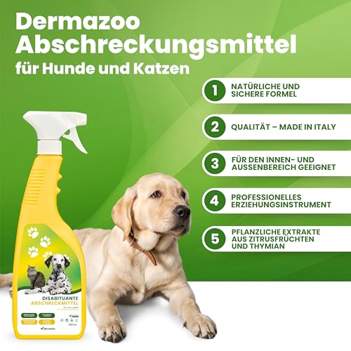 Dermazoo Katzenabwehrspray & Hundeschreck 750ml, Anti-Urin-Spray für Hunde & Katze, Katzenabwehr für Garten und Wohnung, Anti Kratz Spray Katzen, Fernhaltespray Möbel & Outdoor Katzenschreck