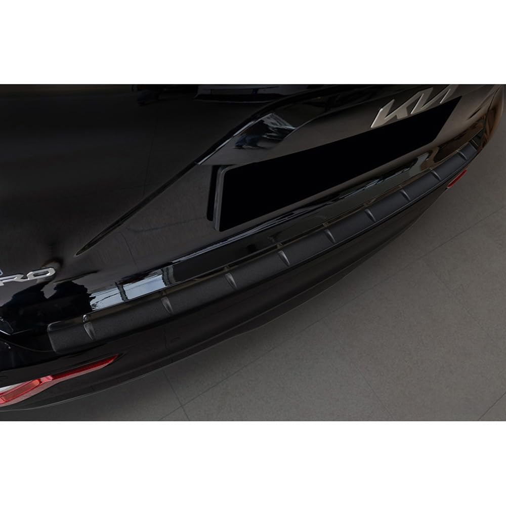 Avisa Protector del Parachoques Trasero Inoxidable Negro Mate Compatible con Kia Niro II Hybrid & Niro II EV (SG2) 2022- 'Ribs'