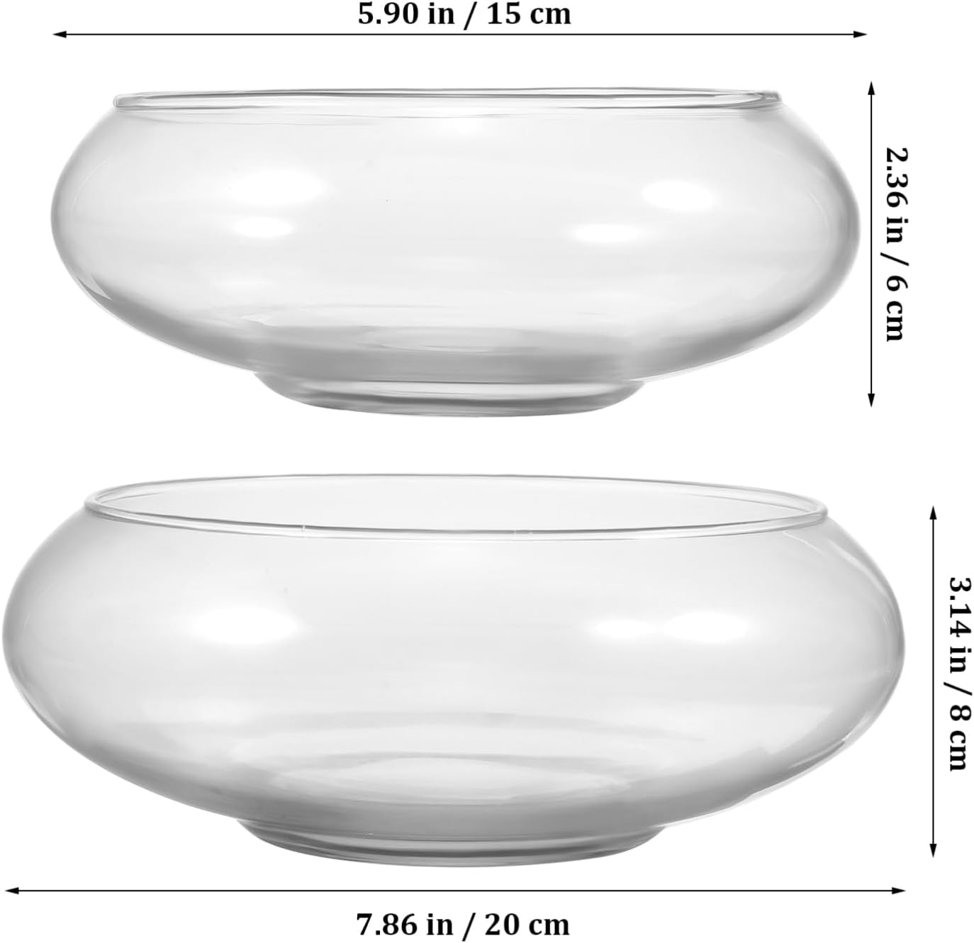 Alipis 2pcs Glass Decorative Bowls for Plants and Fish Round Terrarium Centerpiece for Table Decor Hydroponic Pot for Water Lilies and Greenery