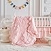 Ruffled Crib Bedding Set Baby Boho Quilted Comforter with Fitted Sheet and Bed Skirt - Cute Soft Breathable Seersucker Ruffled Shabby Chic Bedding Soft Blanket Design - Pink