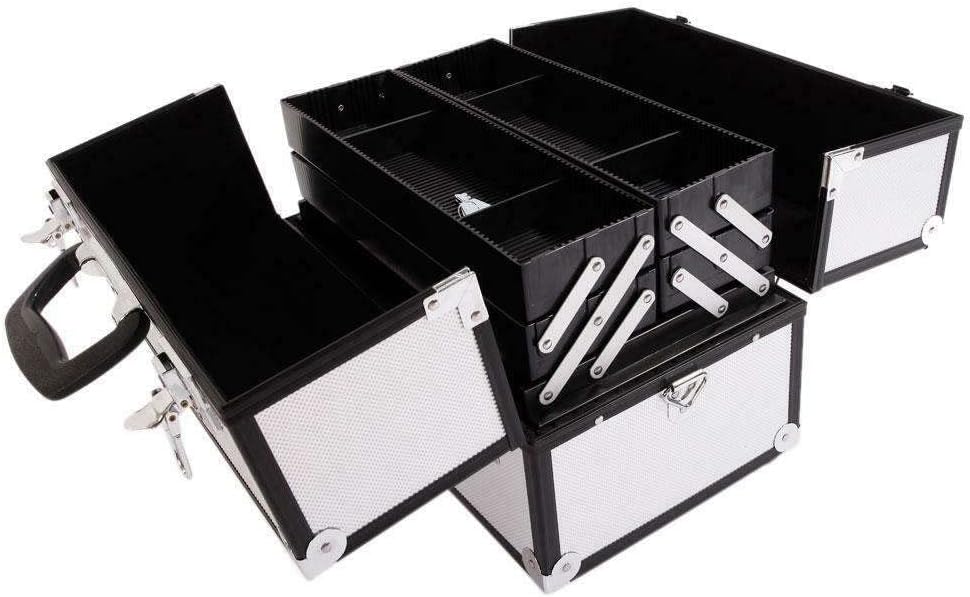 LKOP 14" Aluminum Makeup Train Jewelry Storage Box Cosmetic Organizer Travel Case Cosmetic-display-cases Makeup organizer Bathroom organizer Makeup bag Storage cabinet Bathroom storage Makeup va