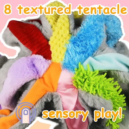 Omuyasi Kuscheltier Baby Spielzeug ab 3 6 12 Monate, Octopus Plüschtier mit 8 Texturierte Tentakel, Sensorik Autismus Spielzeug ab 1 Jahre, Geburtstag Geschenke für Baby Mädchen Junge