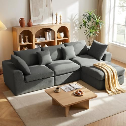 Benazcap 110" Cloud Sectional Couches for Living Room, L-Shaped C...