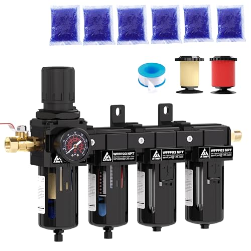 With Brass Filter, Coalescing Filter,double Desiccant Dryers & Air Regulator Semi-auto Drain (black)