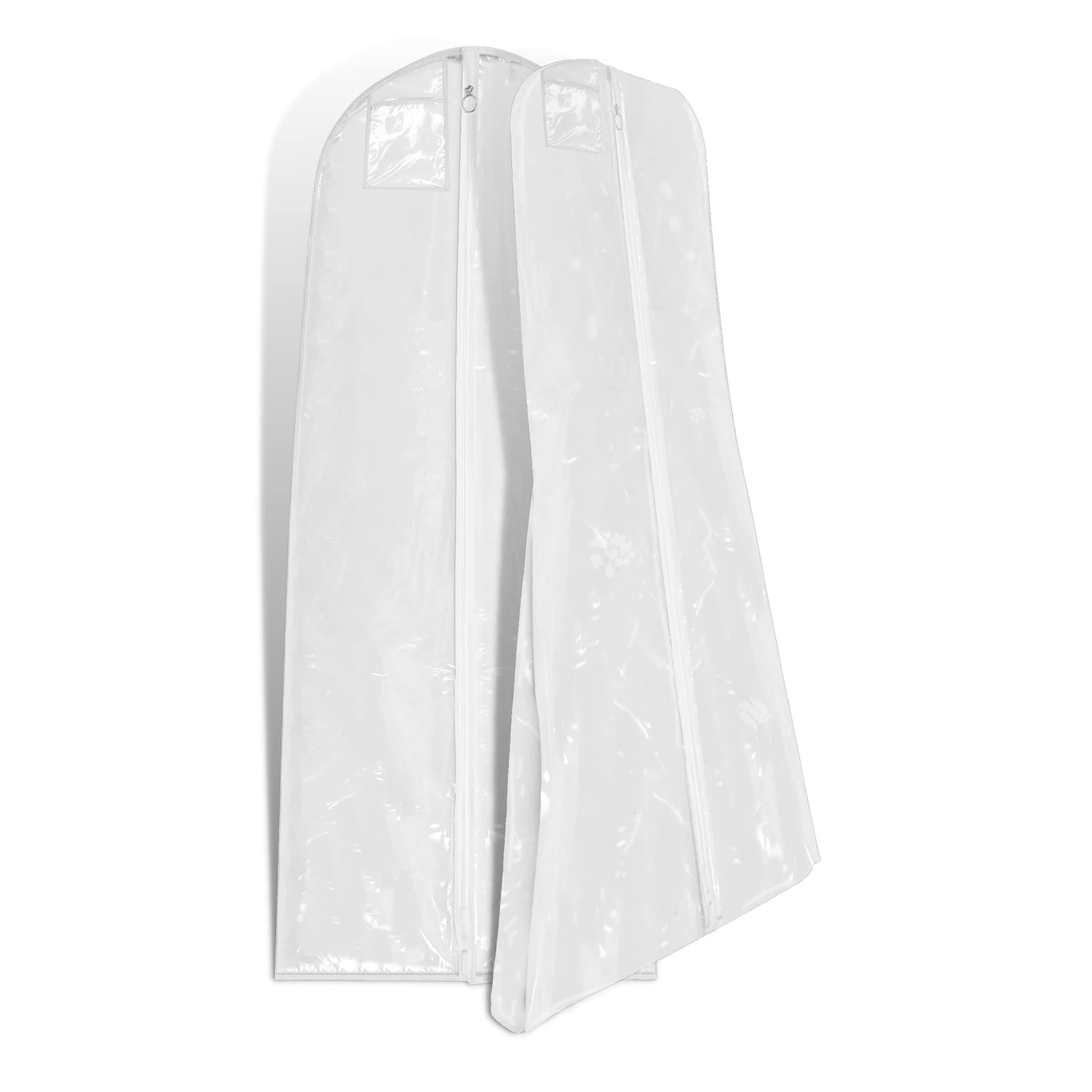 Hoesh International Clear 72 Inch Waterproof With 8 Inch Tapered Gusset Wedding Travel Storage Bridal Dress Gown Garment Cover Bags With Internal Zipped Pocket (, 3)