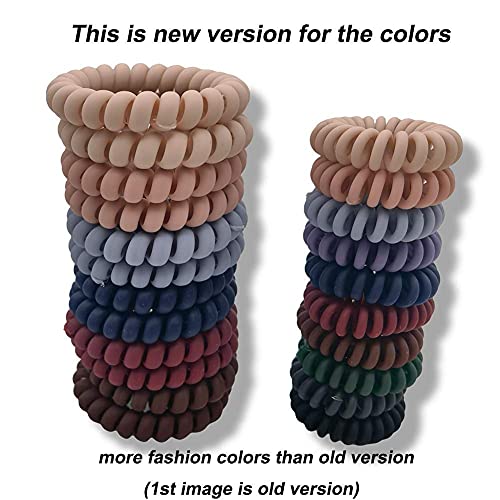 Wectory Plastic Spiral Hair Ties, New 6 Matte Colors, Coil Hair Ties, Phone Cord Hair Ties, Hair Coils, Hair Accessories For Women Or Girls For Holiday And Daily, 2Packs (22Pcs) Mixed Sizes Pack #TOP1
