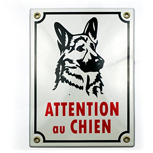 Sosenco Plaque emaillée Attention AU Chien 20x15 cm Panneau Signalétique | Chien méchant | signalisation de Porte Cover