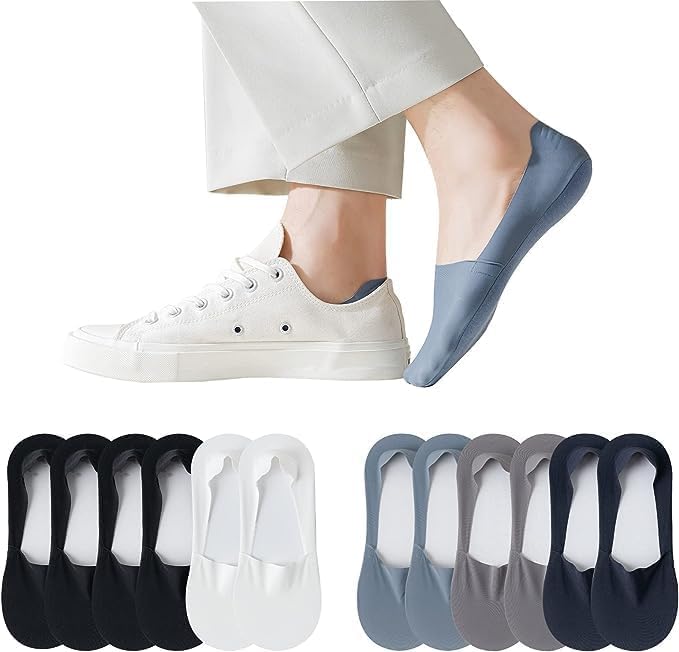 Men and Women No Show Loafer SocksUnisex Lycra Soft Silk Fabric Socks Material Ankle Length Anti Solid [ Multicolor ]-image-33