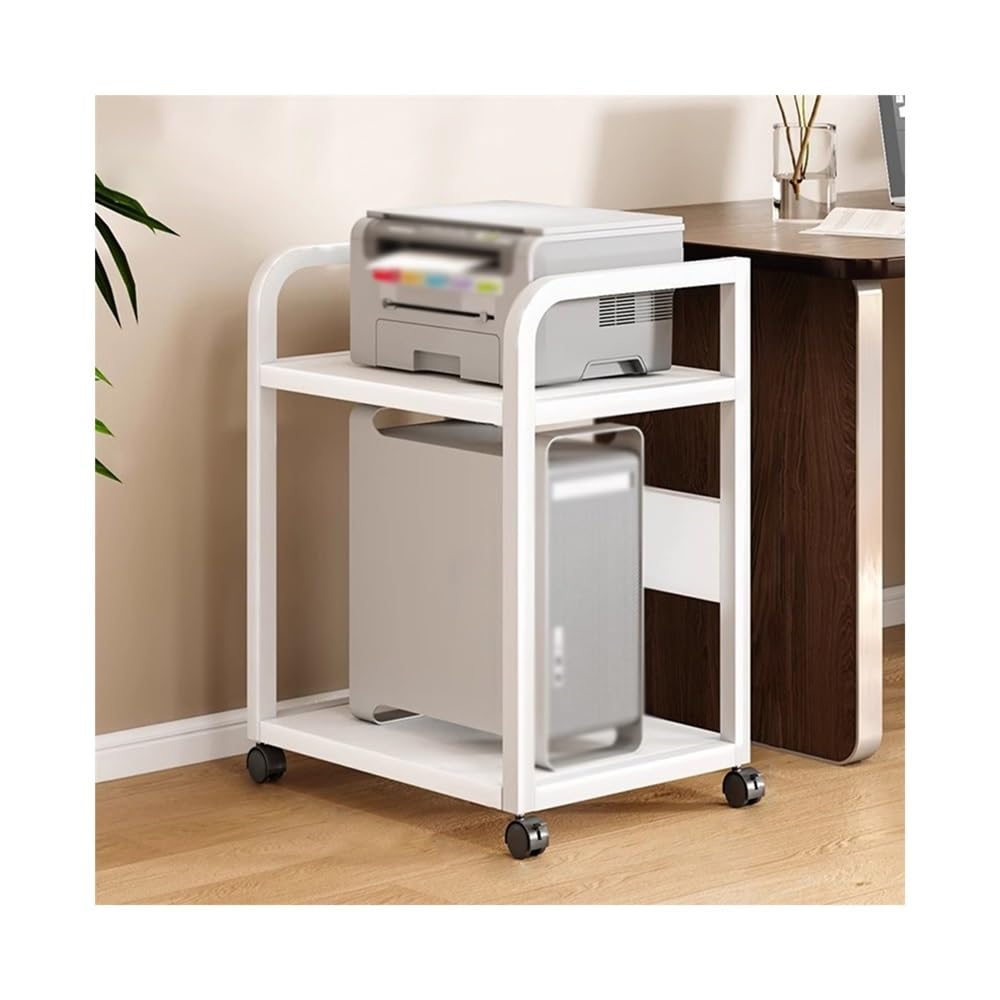 Stampante Piedistallo Supporto for stampante da pavimento, scaffale multistrato, mobile for ufficio, supporto for computer mainframe(Bianco)