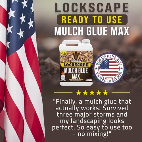 Image of PetraMax Lockscape Ready to Use Mulch Glue for Landscaping, 4 Gal, USA-Made | Ready to Spray Mulch Anchor & Landscape Glue Spray for Lawns & Patios, Pet-Safe Landscape Adhesive for Pine Straw, Wood Chips
