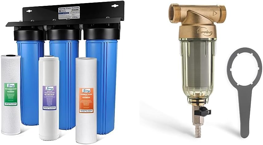 iSpring Whole House Water Filter System + Reusable Spin Down Sediment Prefilter