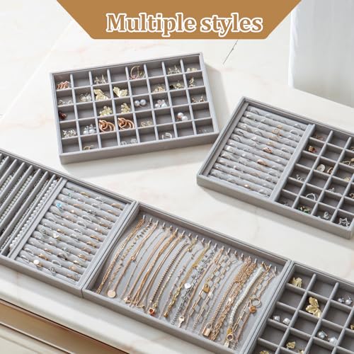 Image of Large Velvet Jewelry Tray Display Drawer Inserts 2 Pack
