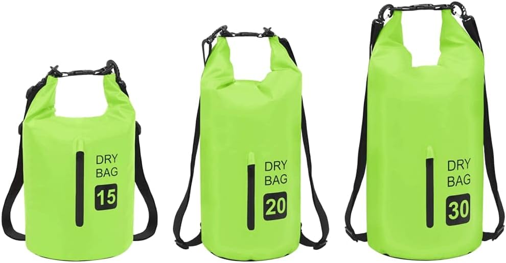 vidaXL Dry Bag, Waterproof Backpack Boating Dry Sack, Waterproof Bag for Water Sports, Dry Bag with Zipper Waterproof Duffel Bag, Green PVC