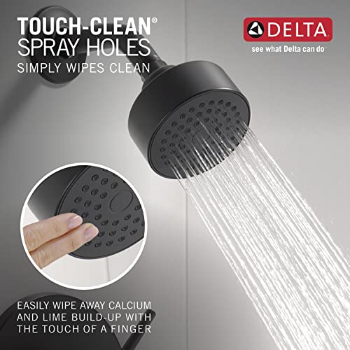 Image of Delta Faucet Modern 3.5-inch Single-Spray Shower Head, Black Round Shower Head, High Pressure Shower Head, 1.75 GPM Flow Rate, Matte Black RP101842BL