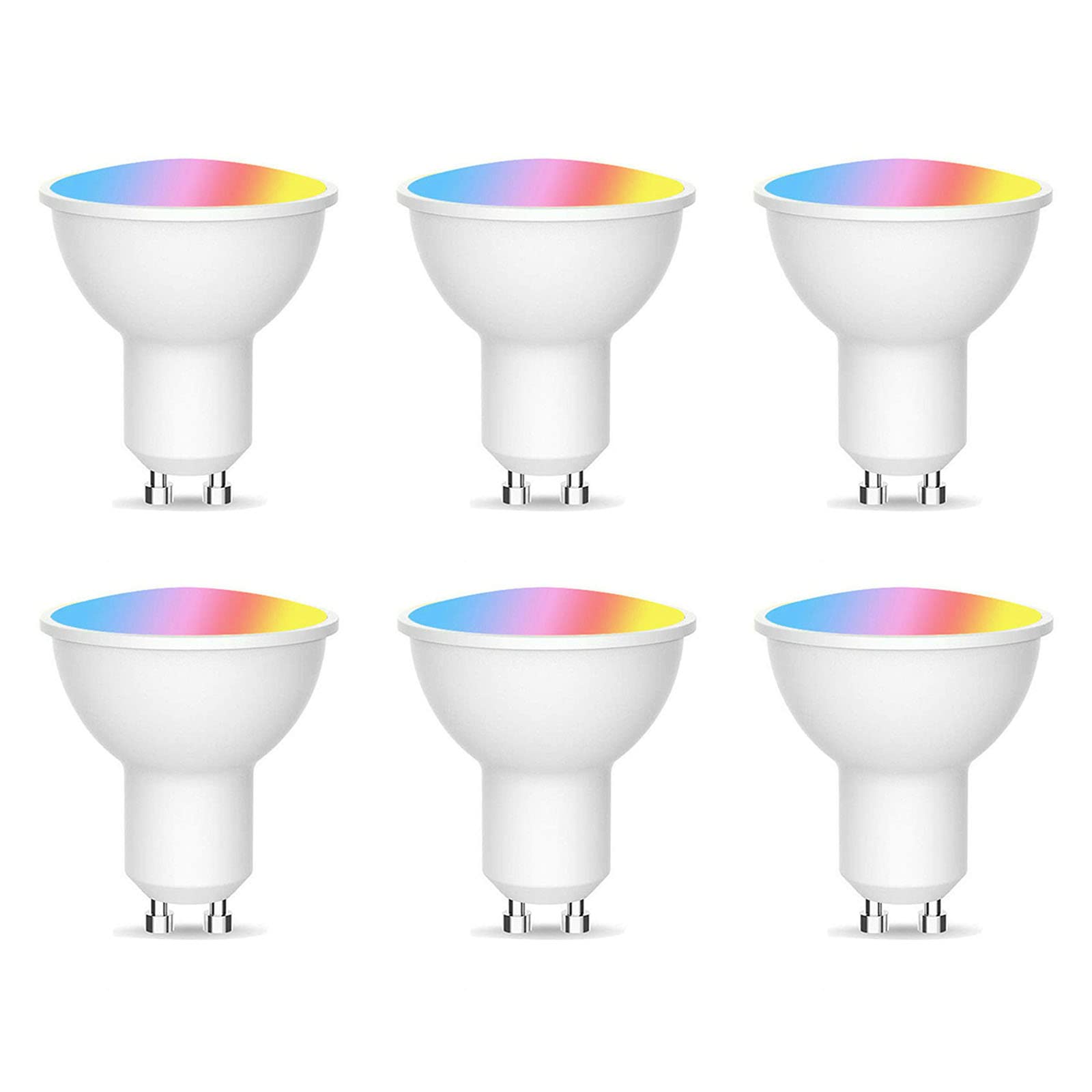Bombillas Inteligentes WiFi,[6 Pack] RGB + CW Cambio De Color Control Remoto Regulable por Voz 2700-6000K GU10 Foco, con Alexa, Google Home Bombilla No Se Necesita Concentrador