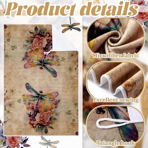 Image of Bencailor 6 Pcs Butterfly Flower Kitchen Towels Decorative Sets Dish Towels Absorbent Fast Drying Hand Tea Vintage Hanging Reusable Cleaning Dishcloths for Cooking Farmhouse Bathroom Accessory