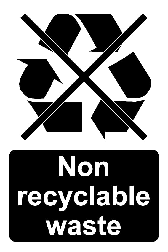 Non Recyclable Waste Safety Sign - Self Adhesive Sticker (200mm x 150mm)