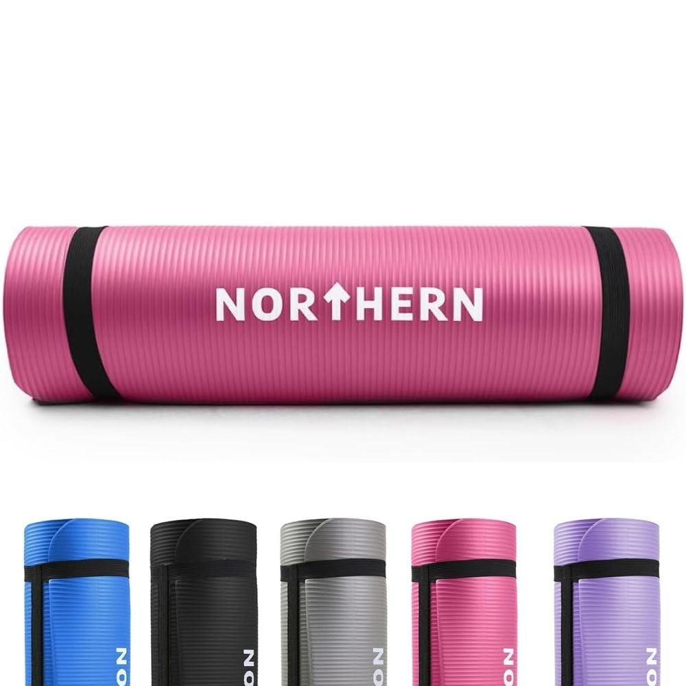 NORTHERN Yoga Mat, Soft Foam 10mm Extra Thick, Lightweight, Non-Slip Large Surface Exercise Mat for Pilates, Gymnastics, Workout & Home Gym Training, Includes Carry Strap — image 1