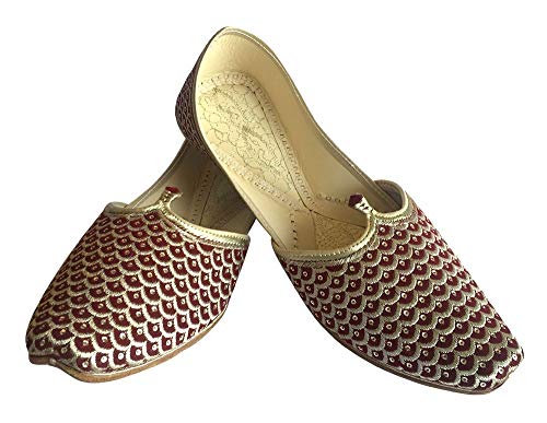 Mens Punjabi Jutti Sherwani Shoes Mehroon Gold Zari Khussa Shoes Formal Sandals Ethnic Footwear2