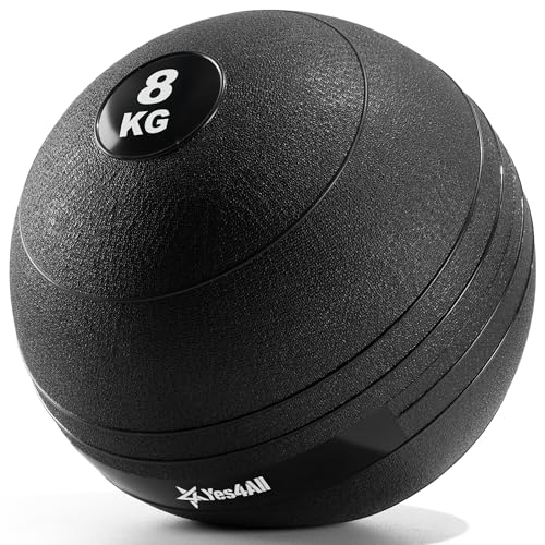 Yes4All KCXO Slam Balls 8 kg, Black, Medicine Ball Sand Filled No Bounce Exercise Ball, Suitable for Workout and Strength Training