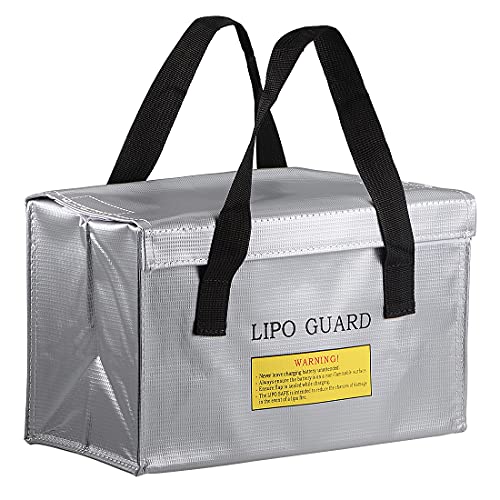 Sac de chargement ignifuge pour batterie LiPo argenté uxcell de 260x130x150 mm