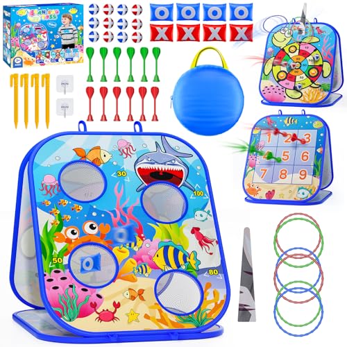 RIEYON 5-in-1 Bean Bag Toss Game for Kids, Toddler Toys for Kids Party Games and Outdoor Toss Games, Birthday for Kids Aged 3 4 5 6 7 8 Year Old