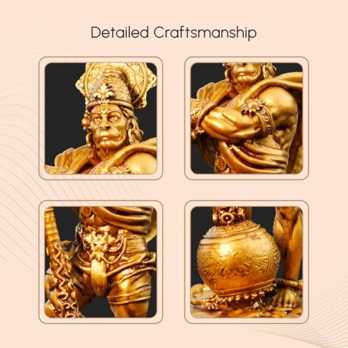 Image of Artarium Panchmukhi Bahubali Hanuman Idol for Home Decor (16 Inch), Antique Bajrang Bali Hanuman Ji Murti, Pavan Putra Decorative Showpiece for Pooja Room, Temple, Office & Gift