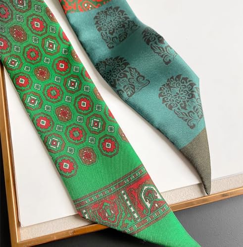 JERLA 100% Mulberry Silk Scarf Bag Scarf Head Hair Ribbon Handbag Handle Wrap Tie Bundle3