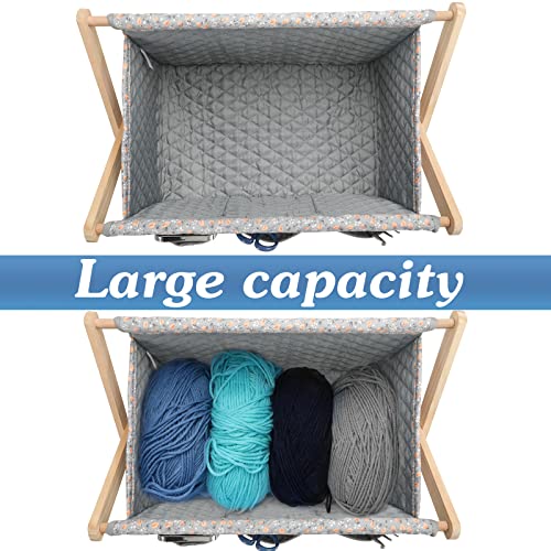 Image of Yarn Caddy Large Size Yarn Storage Organizer for Yarn Skeins-Organizer for Crochet Hooks Knitting Needles Other Accessories (Tulip-Orange)(Easy Assembly)