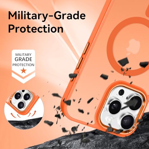 Image of BENTOBEN for iPhone 16 Pro Case [Compatible with Magsafe] Magnetic Matte Phone Case iPhone 16 Pro Translucent Slim Shockproof Women Men Protective Cover Cases for iPhone 16 Pro 6.3 inch, Cosmic Orange