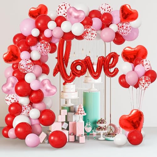 Dazzle Bright 263Pcs Valentines Day Balloon Arch Kit Galentines Love Balloon Garland Valentines Day Decorations for Party Wedding Birthday Proposal