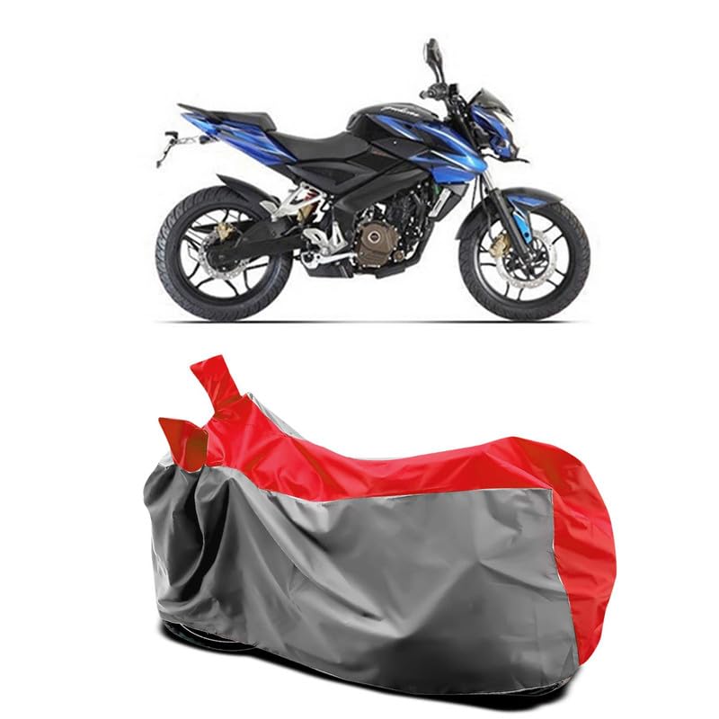 Image of DUFFEL-Two Wheeler Bike Body Cover Compatible for Bajaj Pulsar 200ns Fi Heat Protectio /UV-Rays /Birds Dropping /DustProof /Waterproof All Variants [Gray Red]