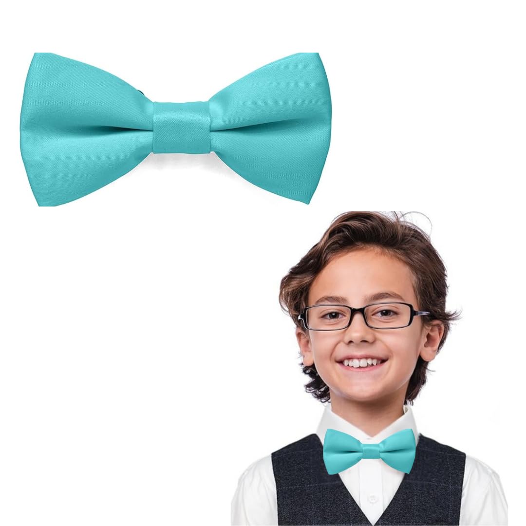 The Tie Company Boys Turquoise The Tie Co™ Kids Bow Tie – Pre-Tied & Adjustable Plain Bow Tie For & Girls, Premium Range, Formal & Party Wear Accessory (Turquoise)