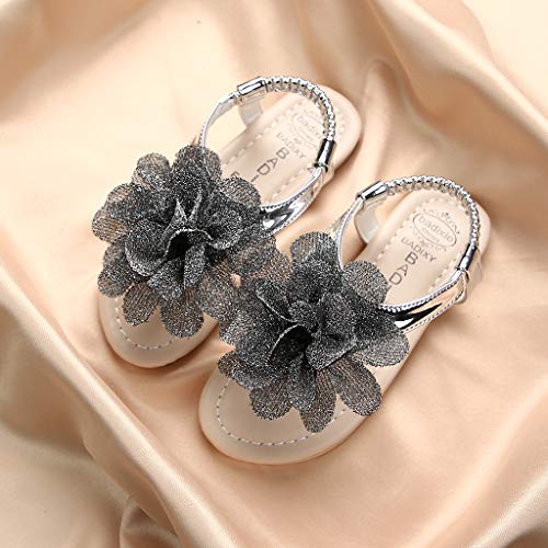 White Sandals for Girls Toddler Shoes Casual Shoes Flower Girls Kids Baby Shoes Solid Sandals Princess Baby Shoes (Black, 3 Little Kid)3