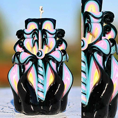 Carved Candles Black Halloween Pillar CandlesHand Carved