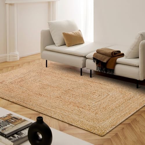 Hand Woven Jute Braided Rug 3x5 Feet Rectangular - Rustic Farmhou...