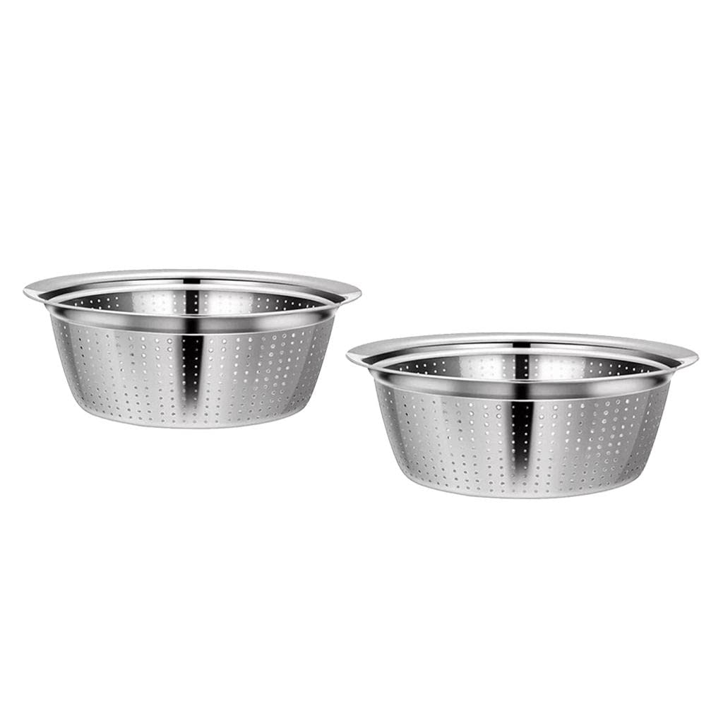 Küchensieb-Set aus Edelstahl, 24 cm und 32 cm, großes Lebensmittelsieb für Gemüse, Nudeln und Reis, 2 Stück