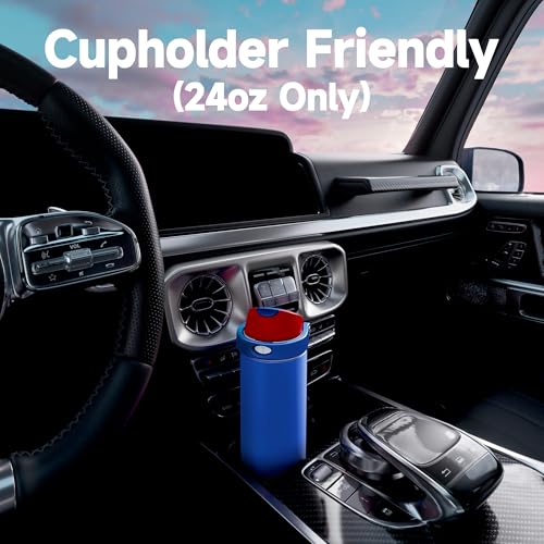 Image of 24 oz Insulated Water Bottle for Men: Meoky Stainless Steel Water Bottle with 2-in-1 Straw and Spout Lid - Leak Proof, Cold for 24 Hours, Fits in Car Cup Holder, BPA-Free for Sports Travel, Navy Blue