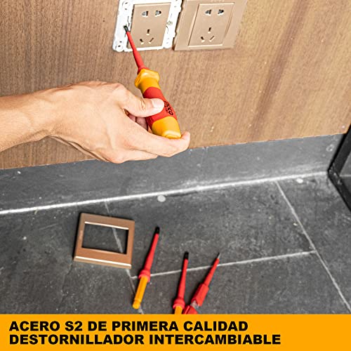 INGCO Jeu de Tournevis Isolés Interchangeable 12 Pièces, 1000V VDE Tournevis Ãlectricien, conformément à la certification GS HKISD1201 – Image 5