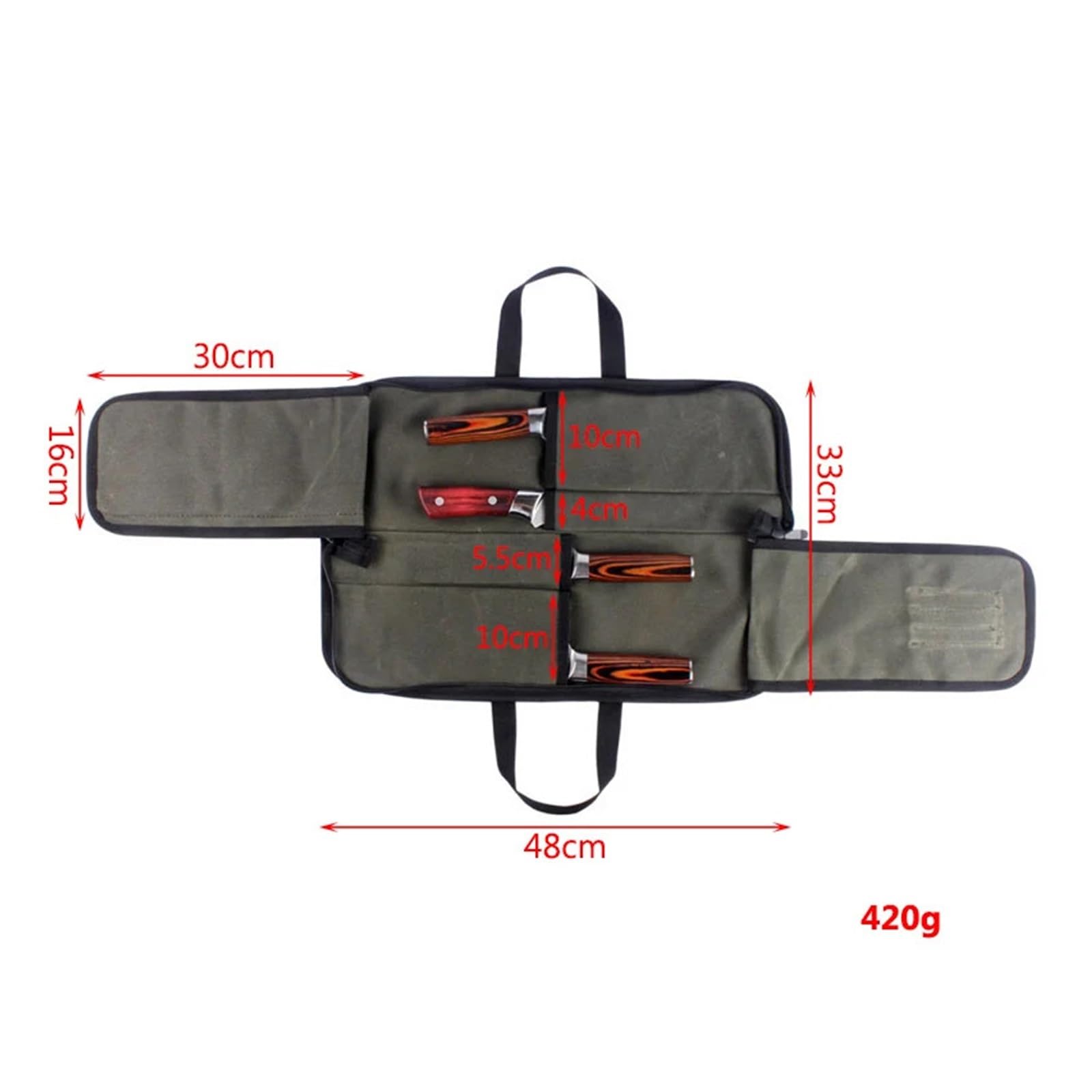 Besteckrolle Professionelle Messertasche mit 4 Fächern und Geschirrtasche, ideal for Picknicks, Koch- Küchenmesser, Aufbewahrung Tragetasche