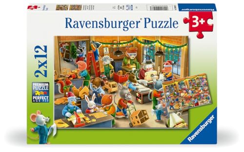 Puzzles 2x12 pièces : 'atelier de Noël Ravensburger France