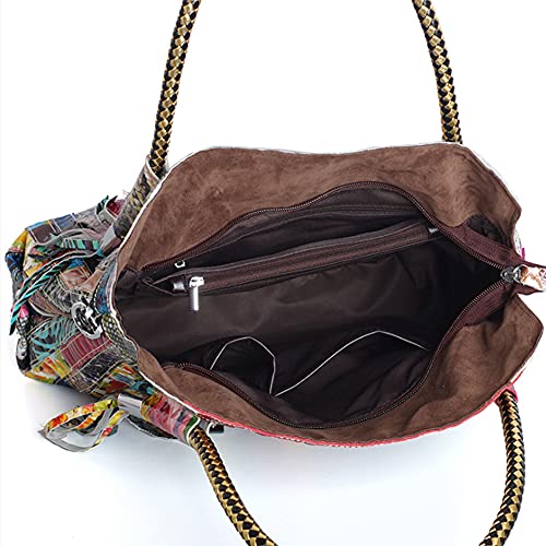 Bolso satchel tote grande de cuero multicolor para mujer miniatura 7