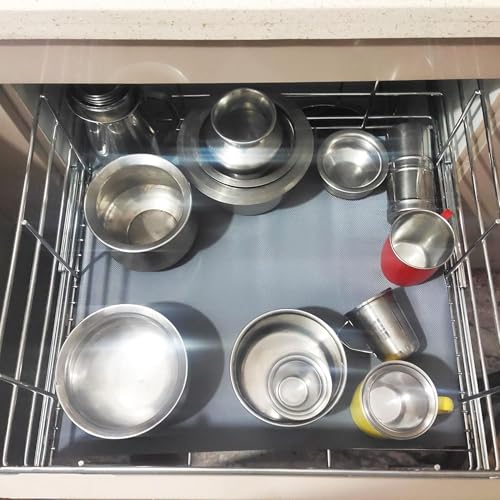 Image of Hian EVA Food Grade Shelf Liner (300x45 CM) - Grey Anti-Slip Diamond Texture Mat, Washable Waterproof Drawer, Cabinet, Fridge & Table Protector