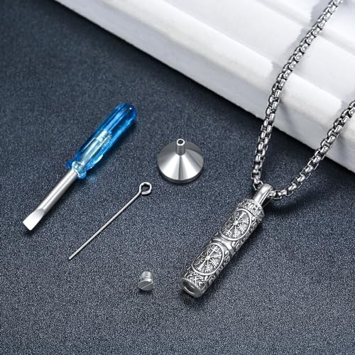Ashes Cross/Viking Norse/Arrow/Bear Paw/Heart/Thor's Hammer/Hourglass/Tree of Life Necklace 925 Sterling Silver Pendant Necklace Cremation Jewelry Gifts for Men women3