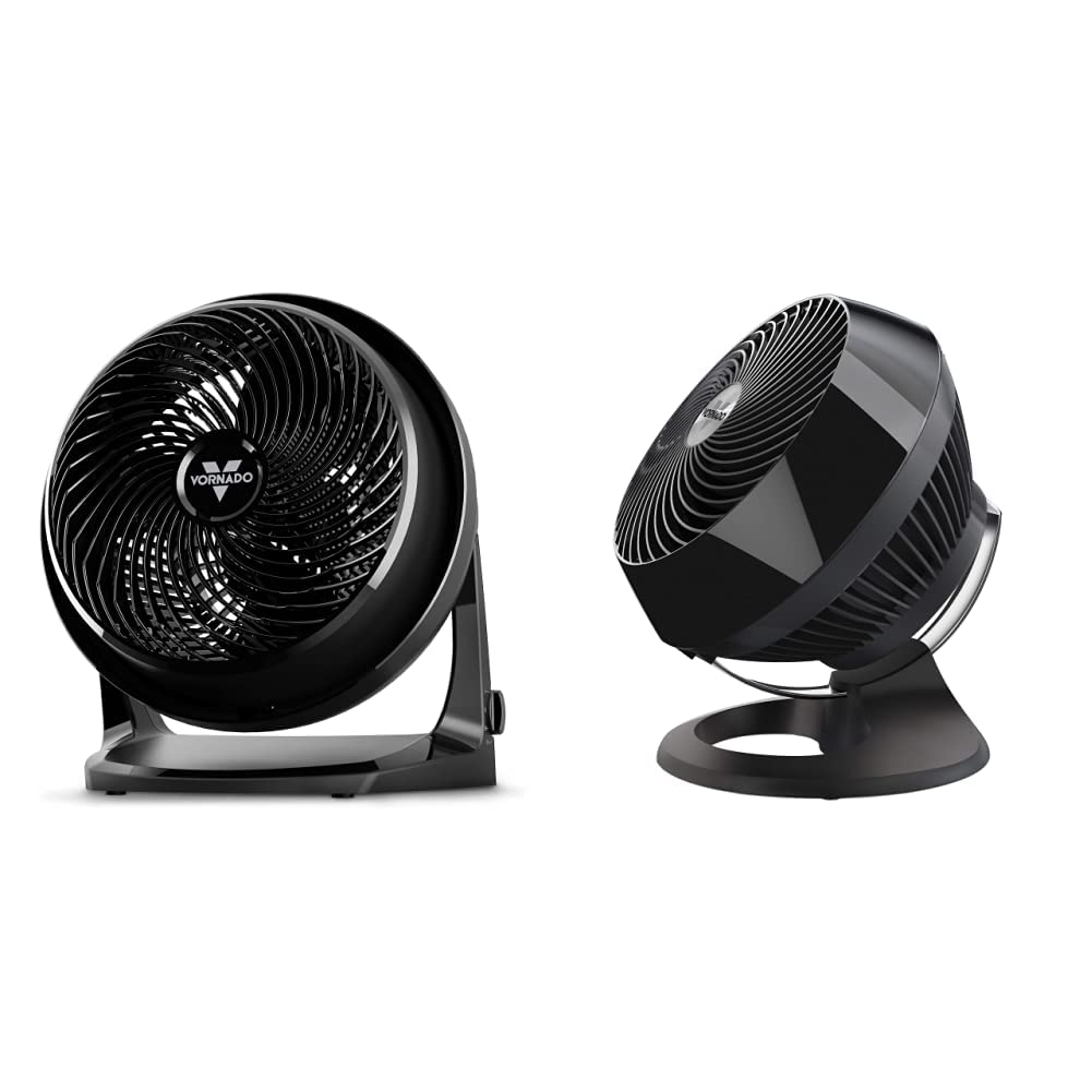 Vornado 62 Whole Room Air Circulator Fan with 3 Speeds, Black & 660 Large Whole Room Air Circulator Fan with 4 Speeds and 90-Degree Tilt, 660-Large, Black
