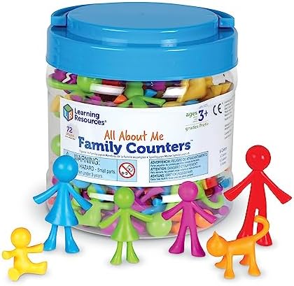 Learning Resources All About Me Family Counters, Set of 72, Ages 3+, SEL, Assorted Colors and Shapes,Back to School Gifts,Teacher Gifts